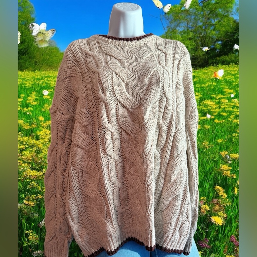 Cable Knit Cream Sweater - Picture 2 of 6